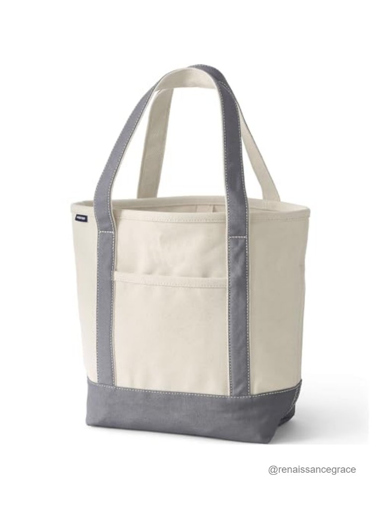 Lands' End Open Top Canvas Tote Bag Medium